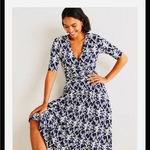 Boden Blue and White Fit and Flare Midi Dress